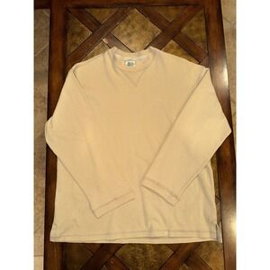 Guess Made in USA Vintage Thermal Waffle Long Sleeve Shirt Beige 90s Rare XL